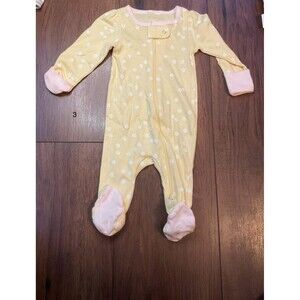 cloud island yellow daisy flowers sleeper 0-3 months nwot pink footed